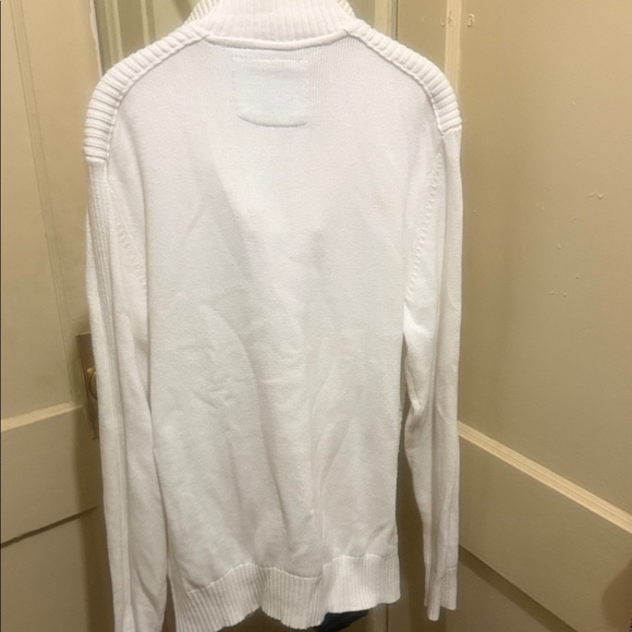 Men's White Zip-Up Sweater - Picture 5 of 6